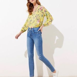 LOFT Tall Destructed High Rise Slim Pocket Jeans